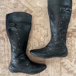 Puma Black Moto Boots with Stud Accents
